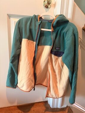 Patagonia Teal, Cream & Orange Fleece Zip Hoodie